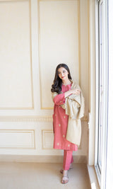 3PC MARINA EMBROIDERED SHIRT WITH PASHMINA WOOL SHAWL AND TROUSER ZM_1070