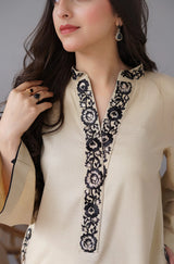 3PC MARINA EMBROIDERED SHIRT WITH PASHMINA WOOL SHAWL AND TROUSER ZM_1072