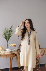 3PC MARINA EMBROIDERED SHIRT WITH PASHMINA WOOL SHAWL AND TROUSER ZM_1072