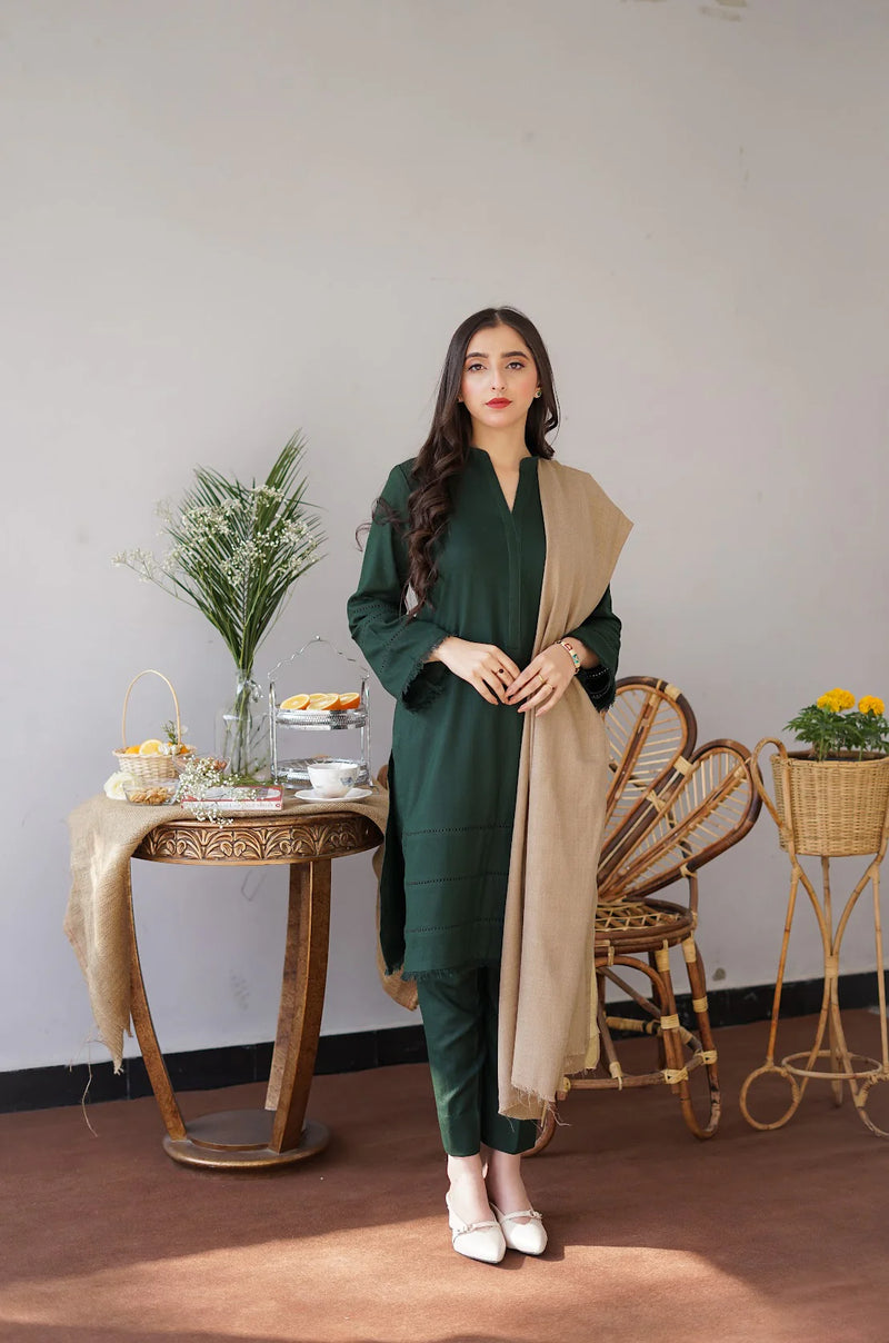 3PC MARINA EMBROIDERED SHIRT WITH PASHMINA WOOL SHAWL AND TROUSER ZM_1067