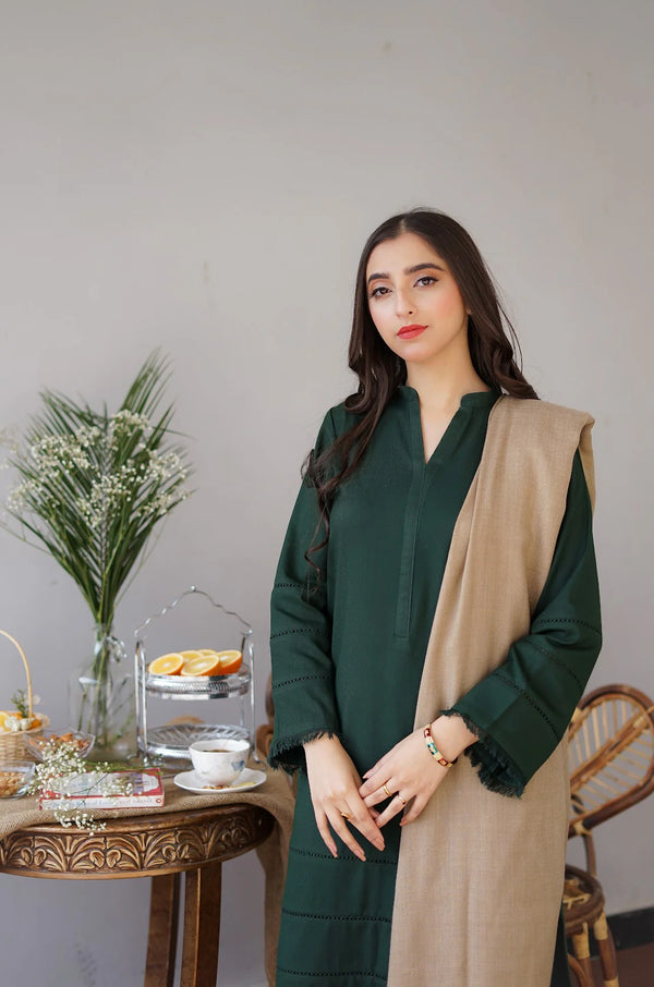 3PC MARINA EMBROIDERED SHIRT WITH PASHMINA WOOL SHAWL AND TROUSER ZM_1067