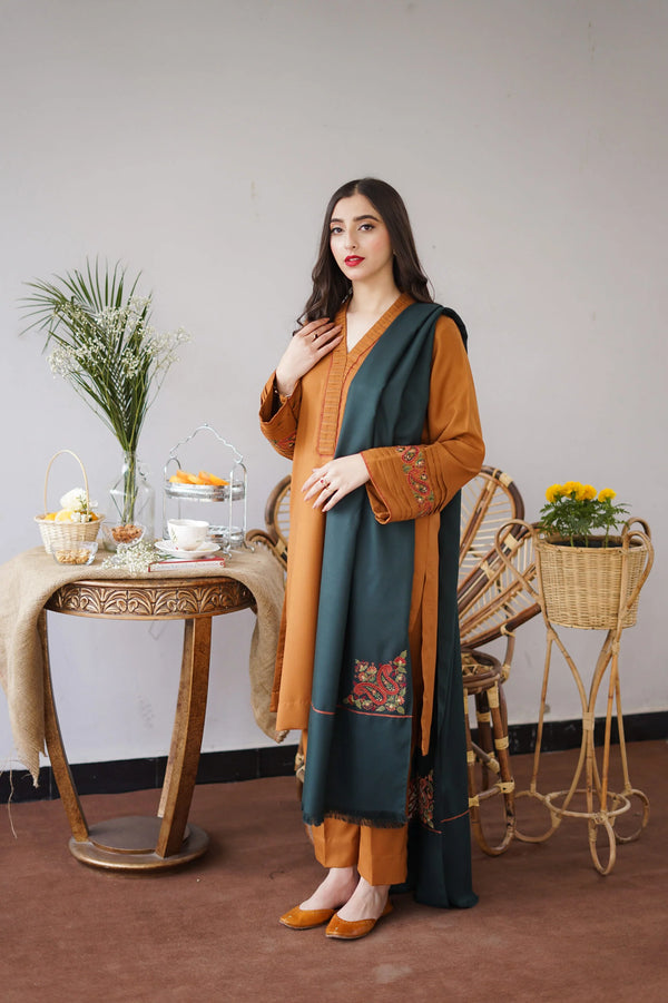 MARINA 3PC EMBROIDERED DRESS EMBROIDERED SHAWL ZM_1073