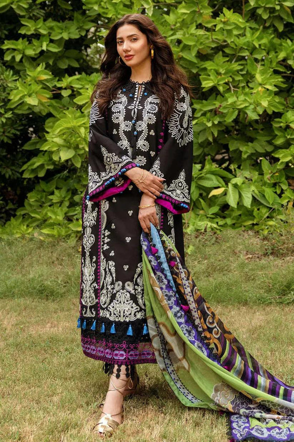 KHADDER 3PC EMBROIDERED DRESS DIGITAL PRINTED SHAWL ZM_1025