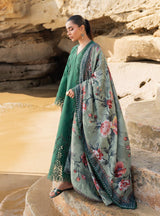 MARINA 3PC EMBROIDERED CHICKENKARI DRESS DIGITAL PRINTED SHAWL ZM_1091