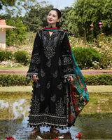 MARINA 3PC EMBROIDERED DRESS WITH PASHMINA PRINTED  SHAWL ZM_1101