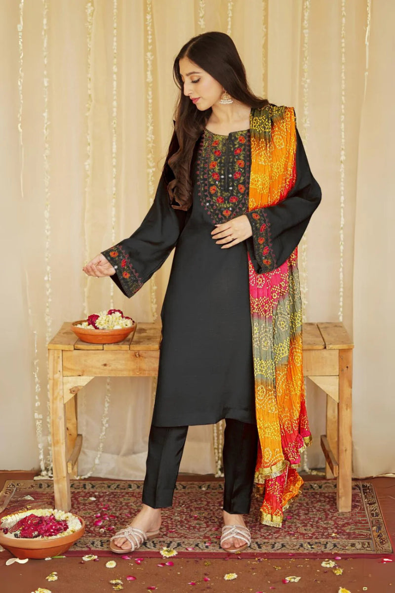 3PC MARINA EMBROIDERED SHIRT WITH  PRINTED SHAWL AND TROUSER ZM_1052