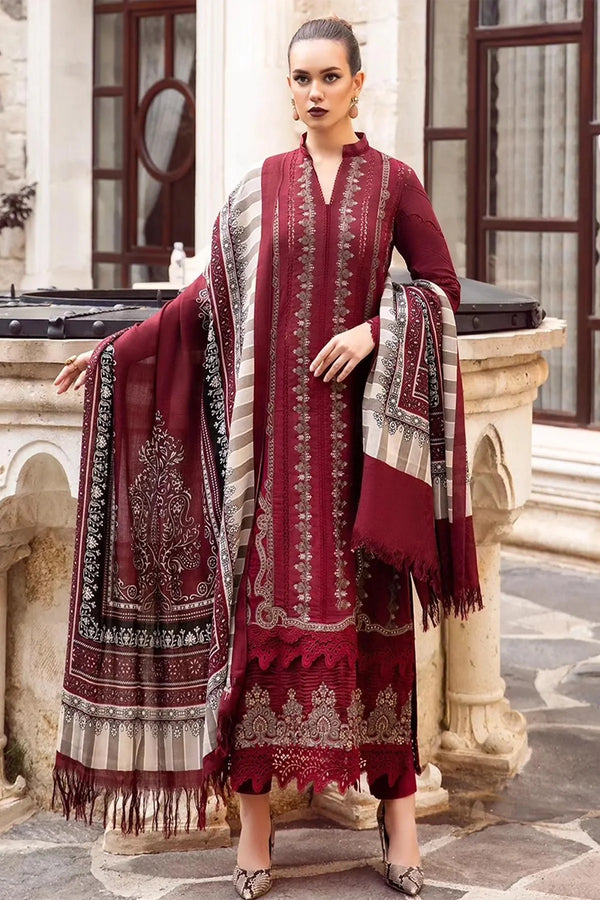 MARINA 3PC EMBROIDERED DRESS DIGITAL PRINTED SHAWL ZM_1026