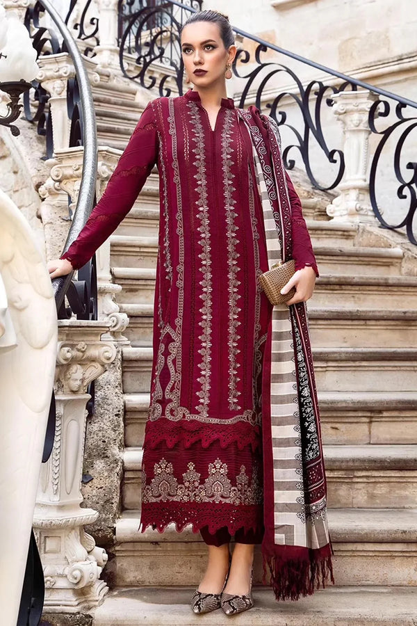 MARINA 3PC EMBROIDERED DRESS DIGITAL PRINTED SHAWL ZM_1026