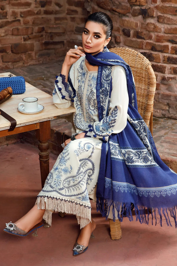 KHADDER 3PC EMBROIDERED DRESS DIGITAL PRINTED SHAWL ZM_1028