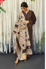 MARINA 3PC EMBROIDERED DRESS PRINTED SHAWL ZM_1005