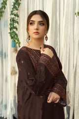 MARINA 3PC EMBROIDERED DRESS PRINTED SHAWL ZM_1005