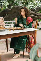 3PC MARINA EMBROIDERED SHIRT WITH PRINTED SHAWL AND TROUSER ZM_1053