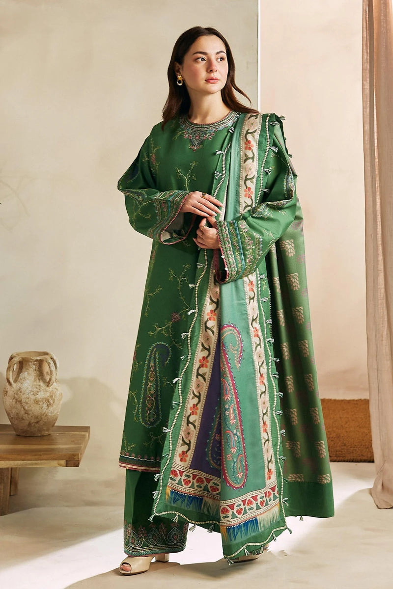 3PC MARINA EMBROIDERED SHIRT WITH TWILL PRINTED SHAWL AND TROUSER  ZM_1022