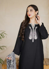 3PC MARINA EMBROIDERED SHIRT WITH PASHMINA WOOL PRINTED SHAWL AND TROUSER ZM_1052