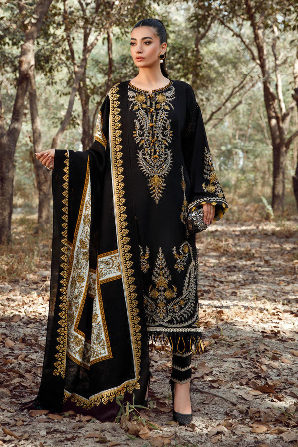 KHADDER 3PC EMBROIDERED DRESS DIGITAL PRINTED SHAWL ZM_1030